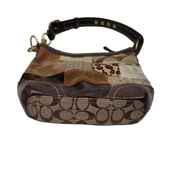 Vintage Coach Animal Print Patchwork Suede, Leather, Canvas & Velvet Hobo Bag - Picture 7 of 15